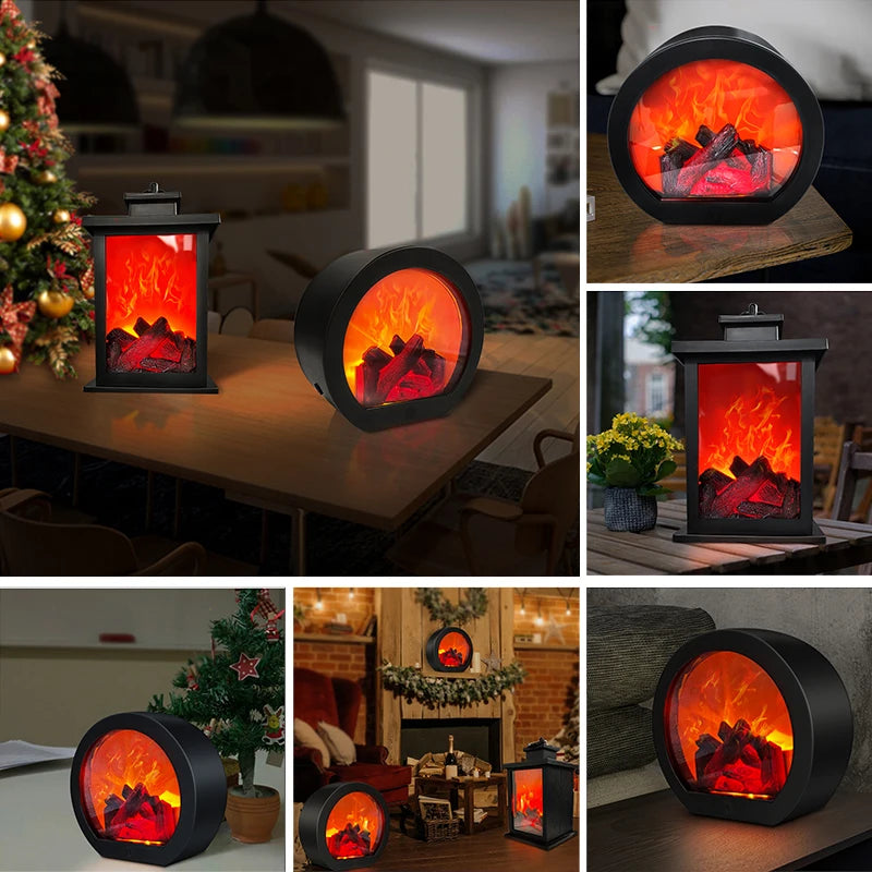 veilleuse électrique moderne effet flamme led rechargeable noir minimaliste faux foyer vacances chambre deco