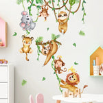 stickers muraux animaux jungle souris singe léopard lion cartoongráficos PVC resistentes água chambre enfants