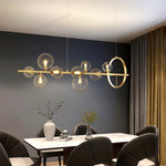 suspension lumineuse moderne or boules verre transparentes têtes G9 led chambre cuisine