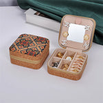 boîtes bijoux vintage zippées boho chic velours imprimé floral beige multifonctionnel porte bijoux travel
