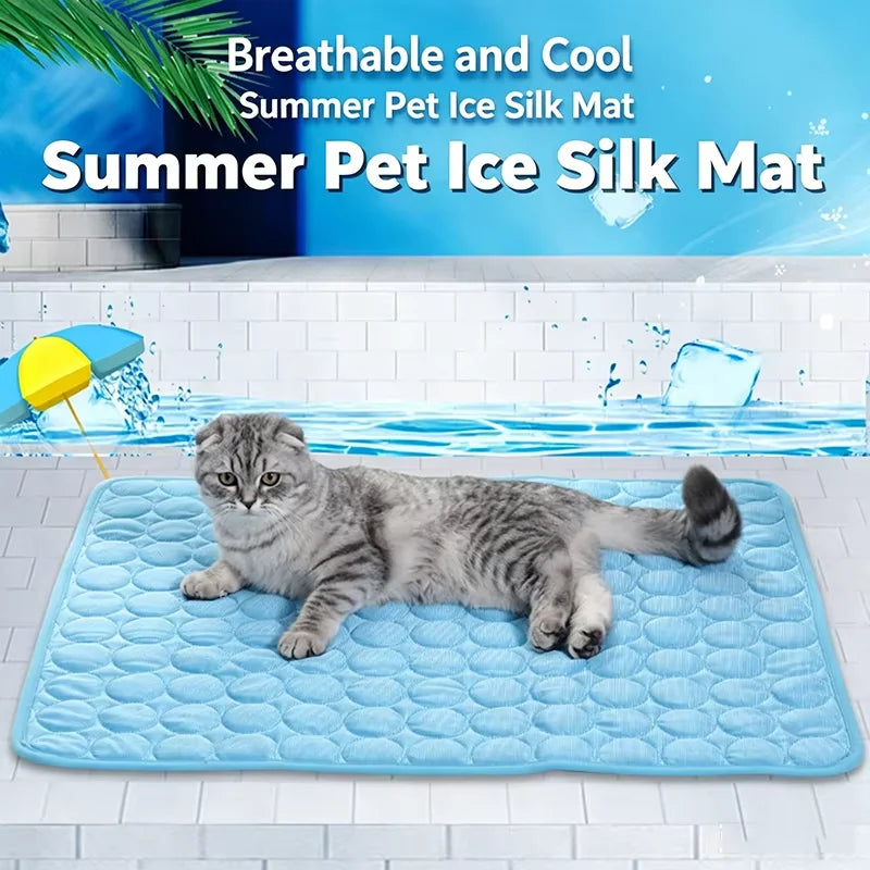 tapis rafraîchissant soie glacée antidérapant respirant lavable coussin été dissipateur chaleur usage niche chiens