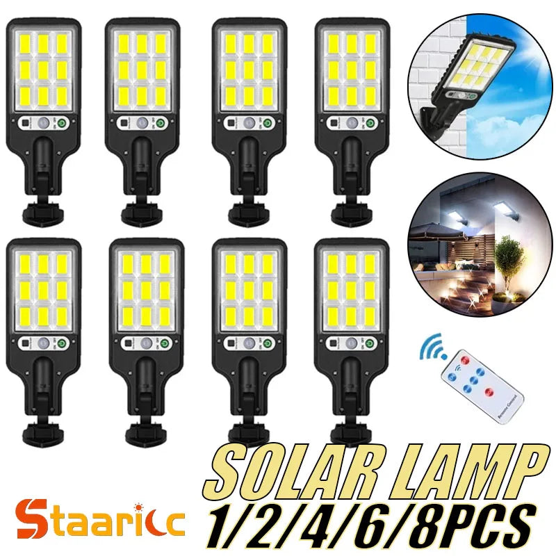 lampe solaire led moderne noire ip65 adhésive contrôle distant 100led 108cob