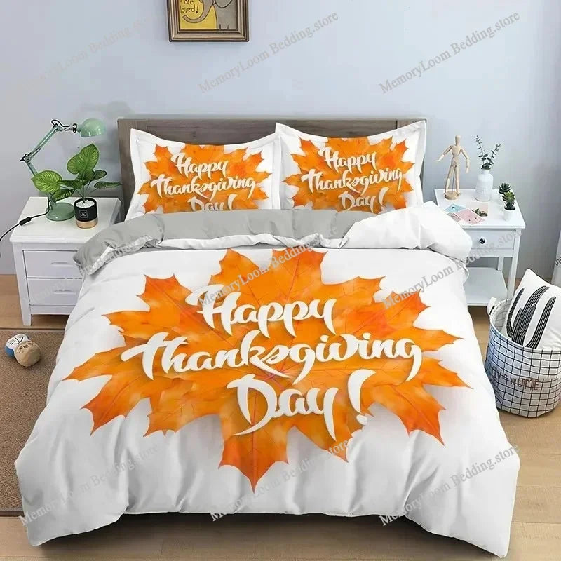 Ensemble housse couette taies oreiller automne