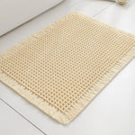 tapis moderne rustique texture carreaux beige clair antidérapant polyester tressé salon bain extérieur