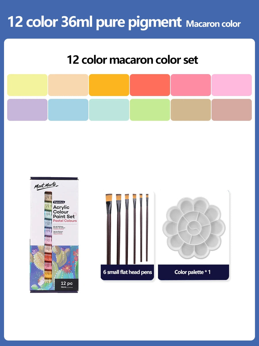 Peinture acrylique kit 24 couleurs palette pinceaux medium auto apprentissage pratique
