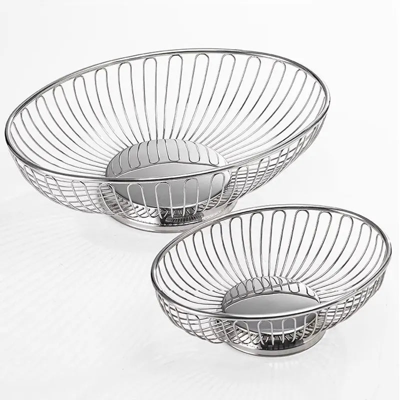 corbeille fruits argentée filetée moderne acier inoxydable respectueuse l'environnement utilisation multiple