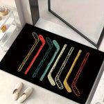 tapis sol moderne hockey dessin animé beige noir résistant antidérapant 30x50cm 40x60cm