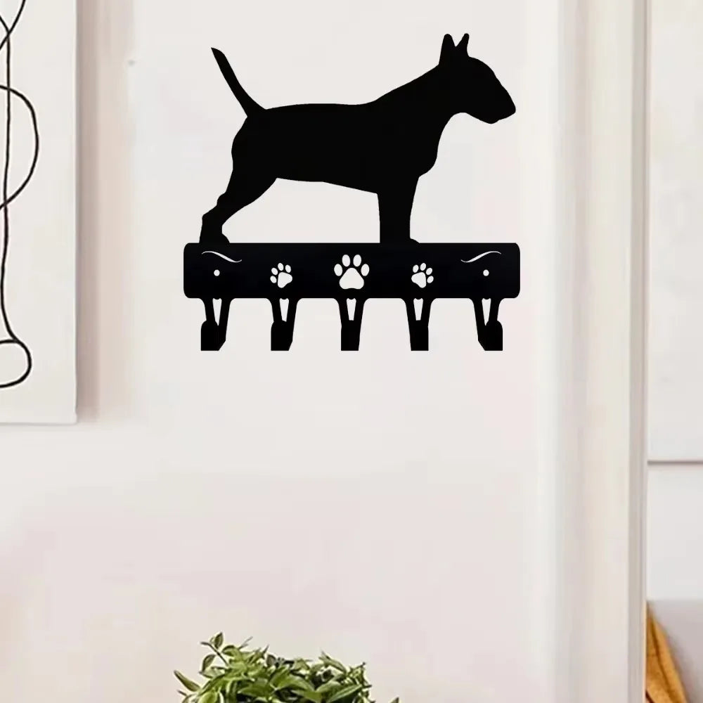 porte clefs mural noir silhouette chien pattes moderne decoration maison objet decoratif