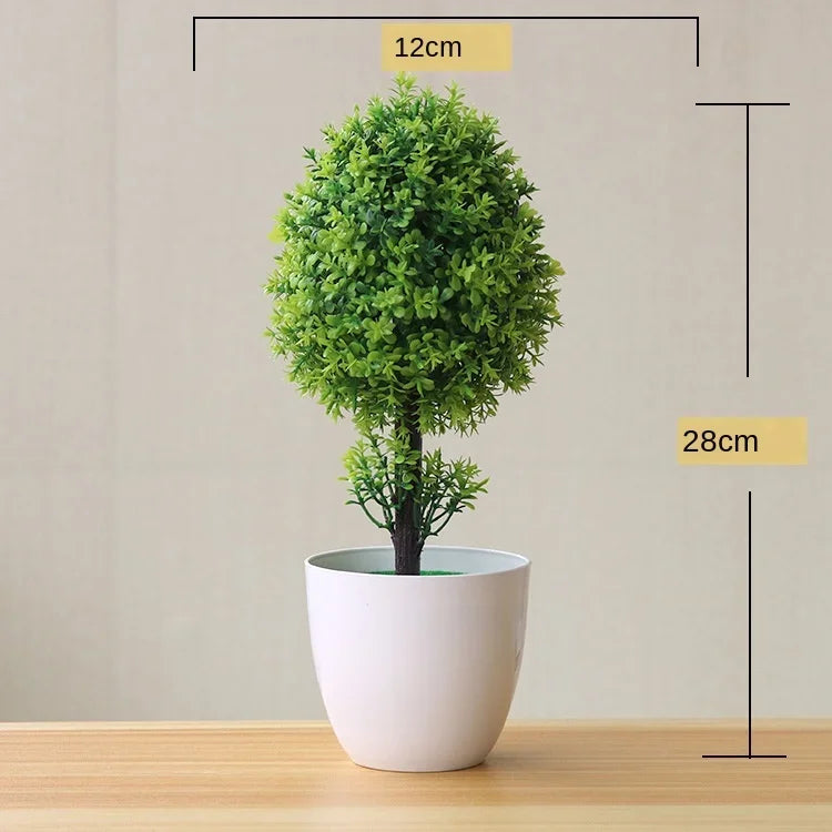 plante artificielle bonsaï miniature pot blanc décoration intérieur jardin maison vert