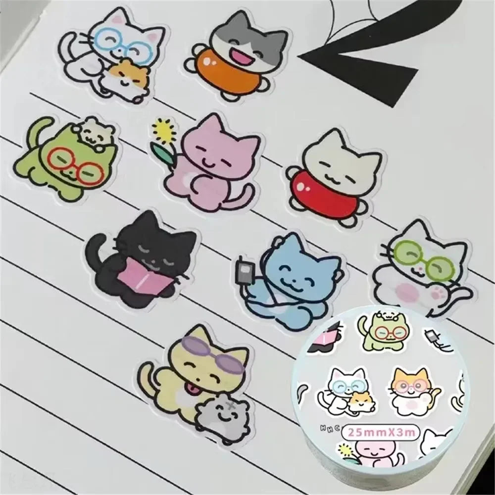 ruban adhésif kawaii dessins animés jaune rose bleu blanc mignon chiens chats personnages