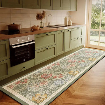 tapis cuisine long antidérapant motif floral vintage sol intérieur maison salle bain