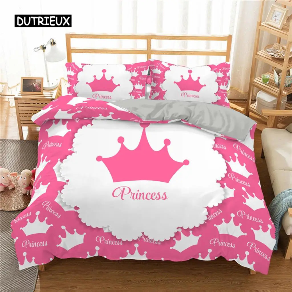 Ensemble de literie rose 140x200 pour chambre de fille avec motifs imprimés