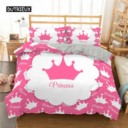 Ensemble de literie rose 140x200 pour chambre fille - Housse de couette + taies d'oreiller