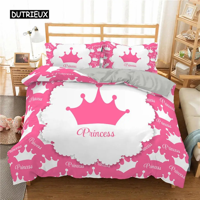 Ensemble de literie rose 140x200 pour chambre de fille avec motifs imprimés