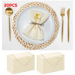serviettes réutilisables coton jaune bleu clair classiques effilochées clips décoratifs table restaurant maison