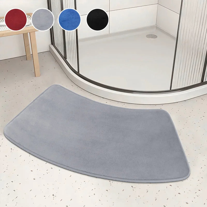 tapis douche gris bleu noir doux absorbant antidérapant moderne salle bain PVC