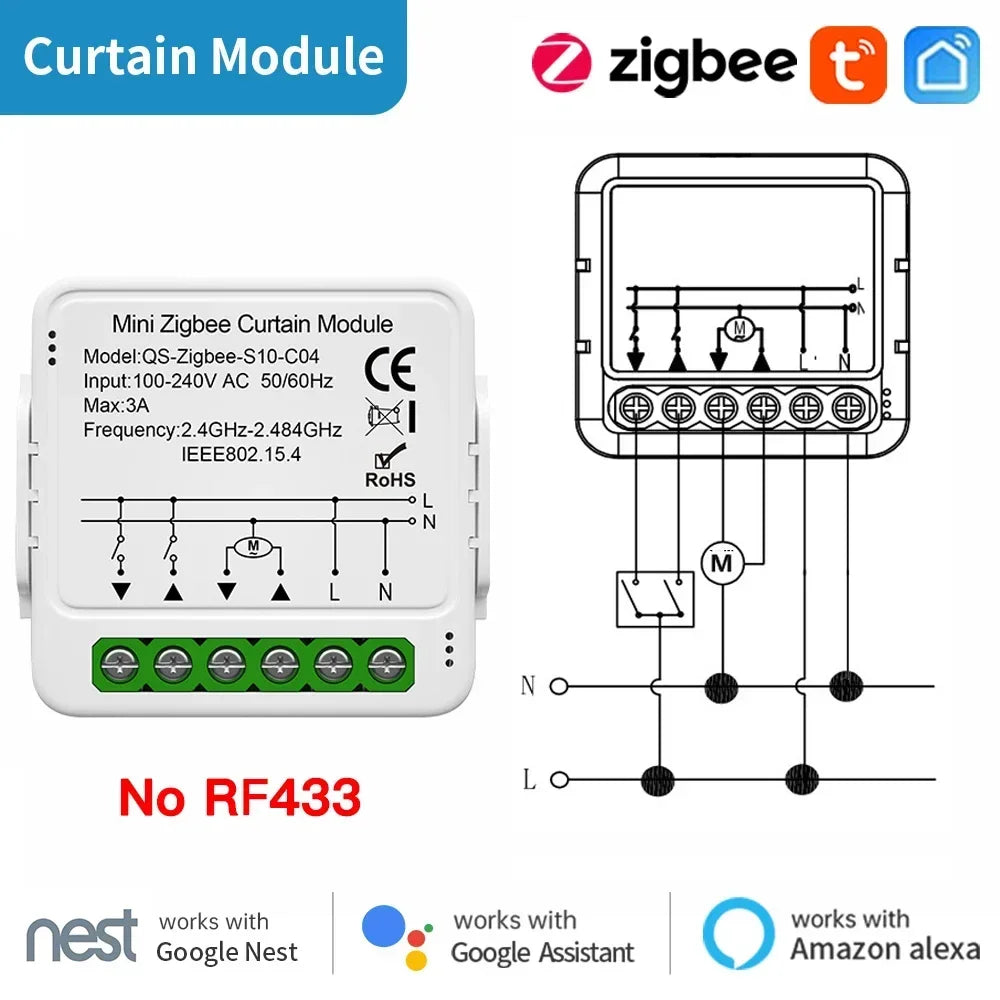 rideau module commutation wi fi blanc moderne clips vis connecteurs électriques 70*76mm 80*80mm 66*102mm