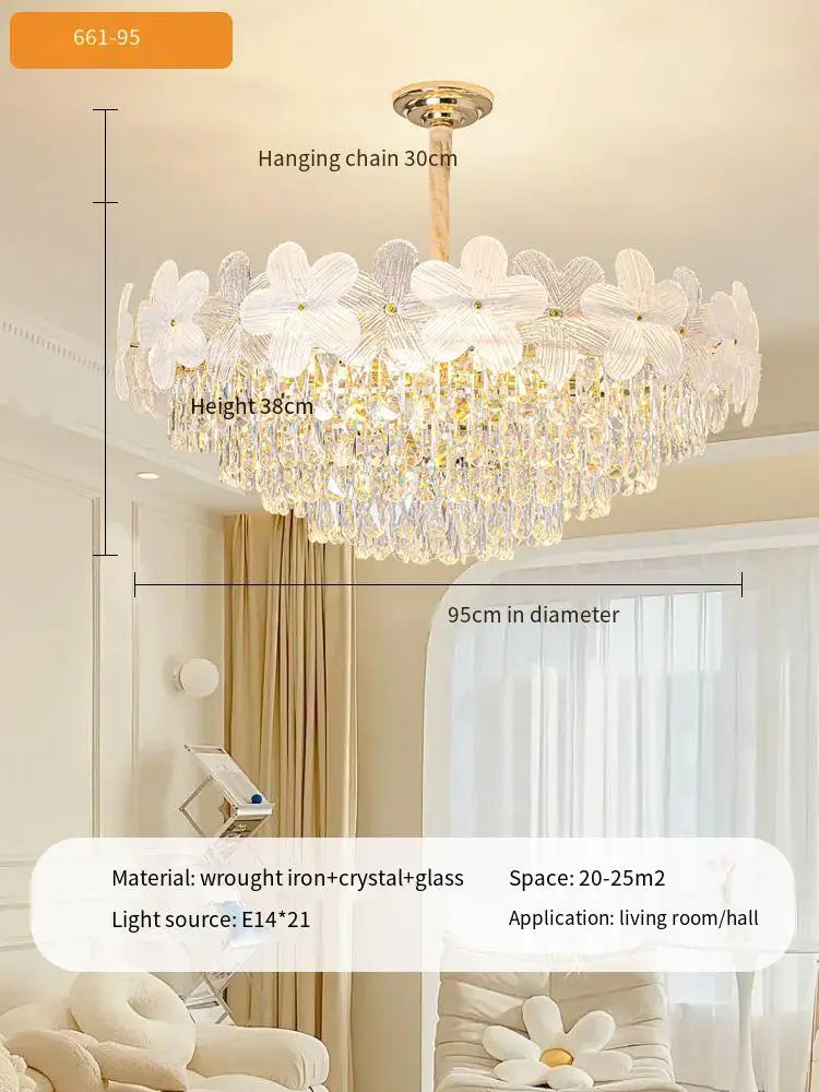 lustre moderne cristal blanc doré fleurs transparentes suspension chambre led 2000 82000lm