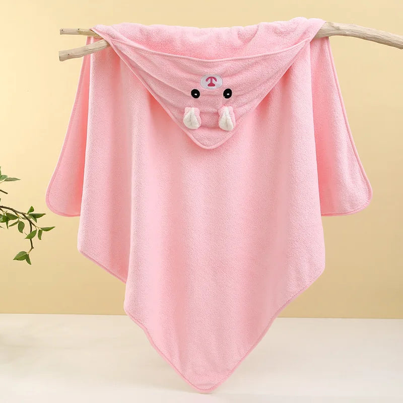 serviettes bain capuche animaux brodés douces enfants vert pastel rose orange gris bleuclair