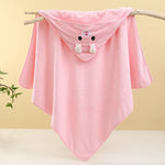 serviettes bain capuche animaux brodés douces enfants vert pastel rose orange gris bleuclair