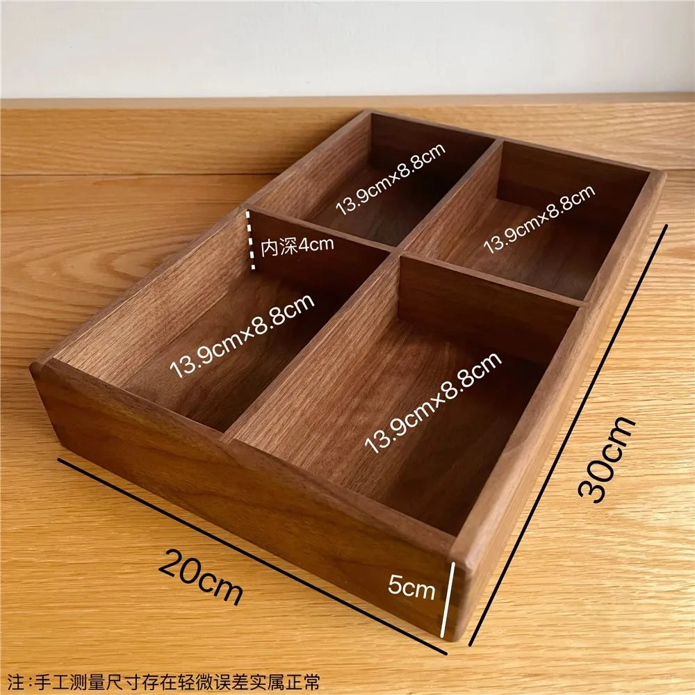 boîte compartiments bois marron foncé minimaliste respectueuse environnement réutilisable articles divers rangement moderne