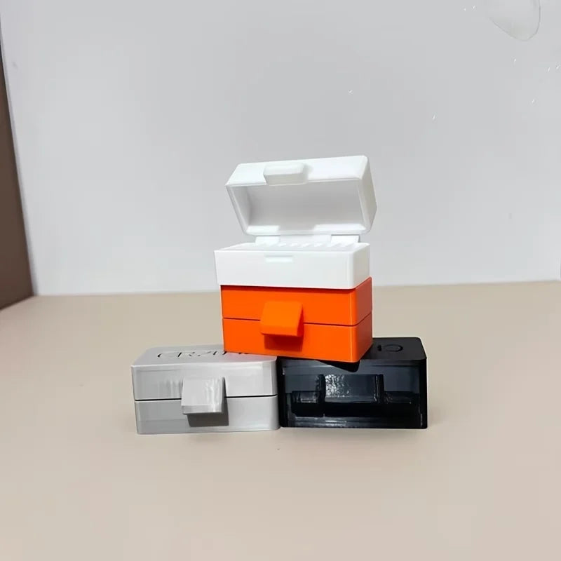 boîte rangement piles cr2032 boîtes stockage batterie compartiments contemporain noir blanc orange gris mat