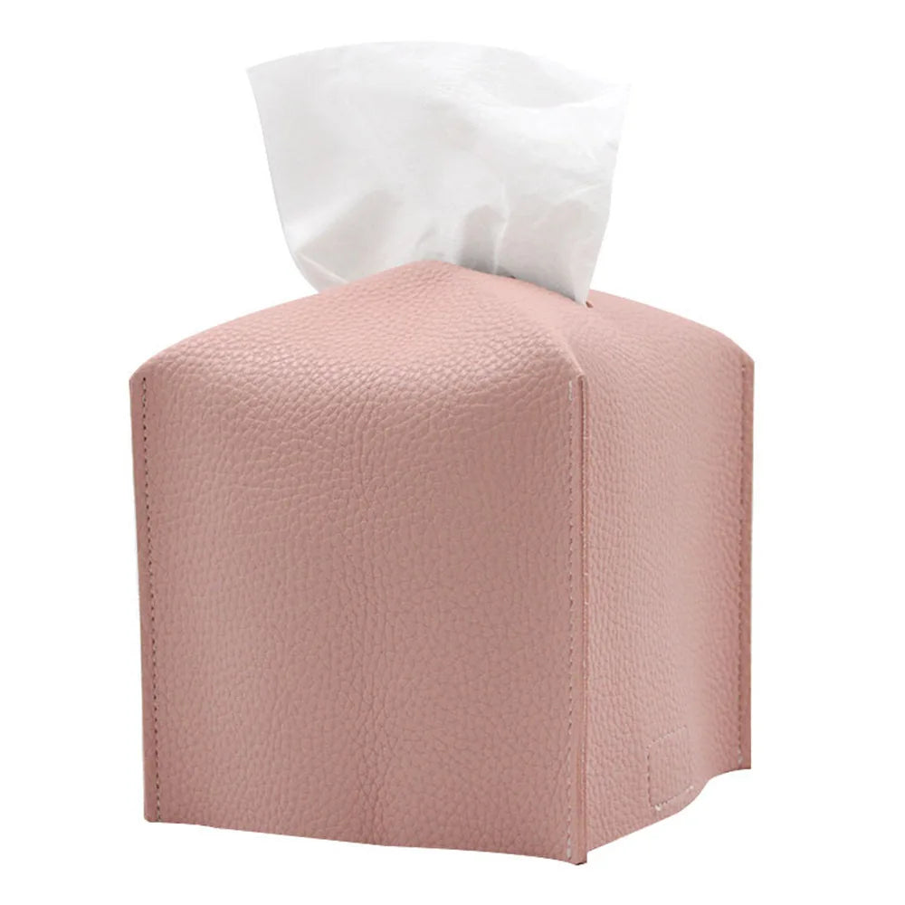 boîte mouchoirs simili cuir moderne gris noir rose pâle adhésif amovible salon decoration