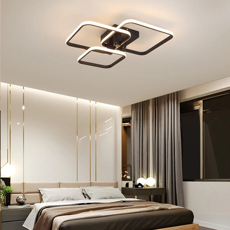 plafonnier moderne blanc noir télécommande lumière dimmable branches aluminium pvcpvc