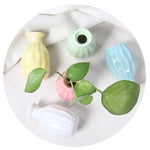 vase céramique moderne rose blanc jaune vert bleu clair ridé opaque