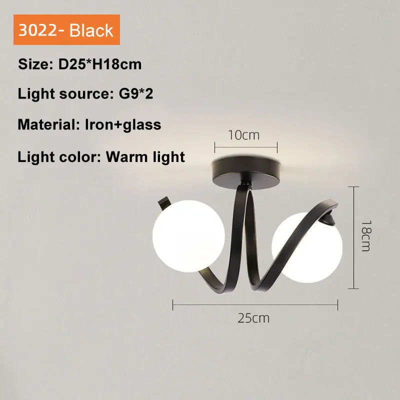 lampe contemporaine verre opalin deux ampoules G9 moderne or noir blanc