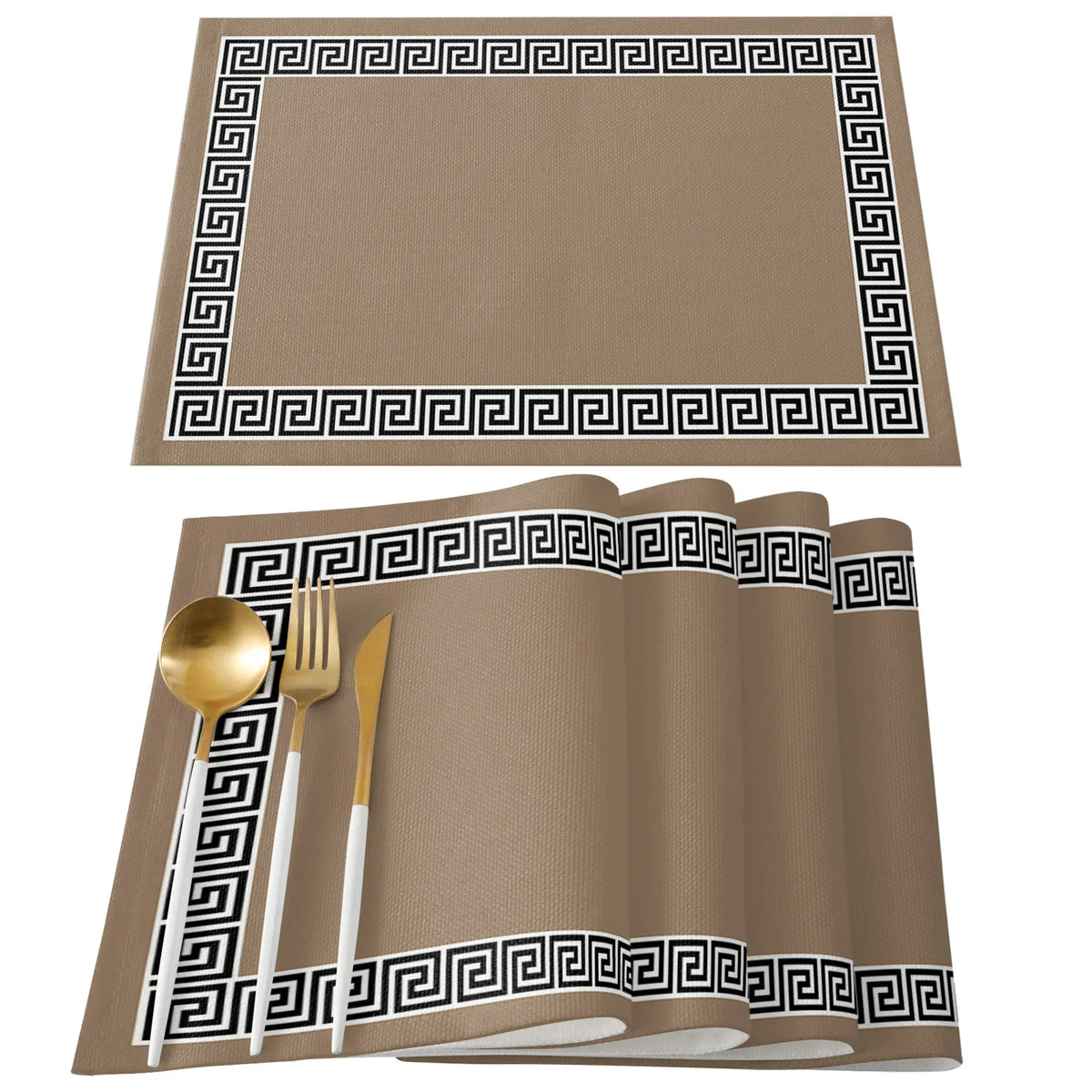 serviettes table classiques motif géométrique rouge gris bleu marine beige