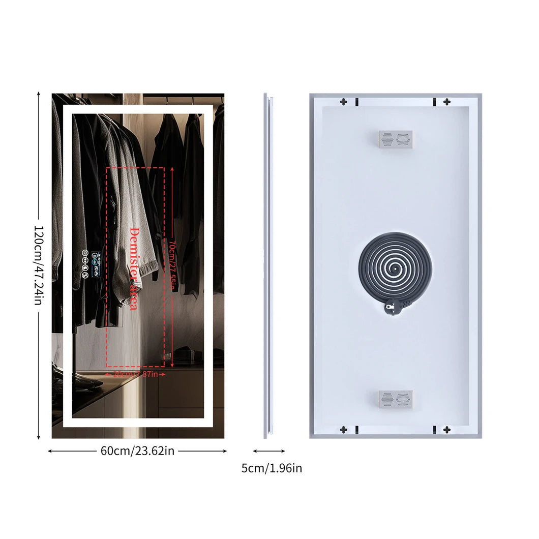 miroir courtoisie led blanc mural moderne notes musicales violettes affichage numérique