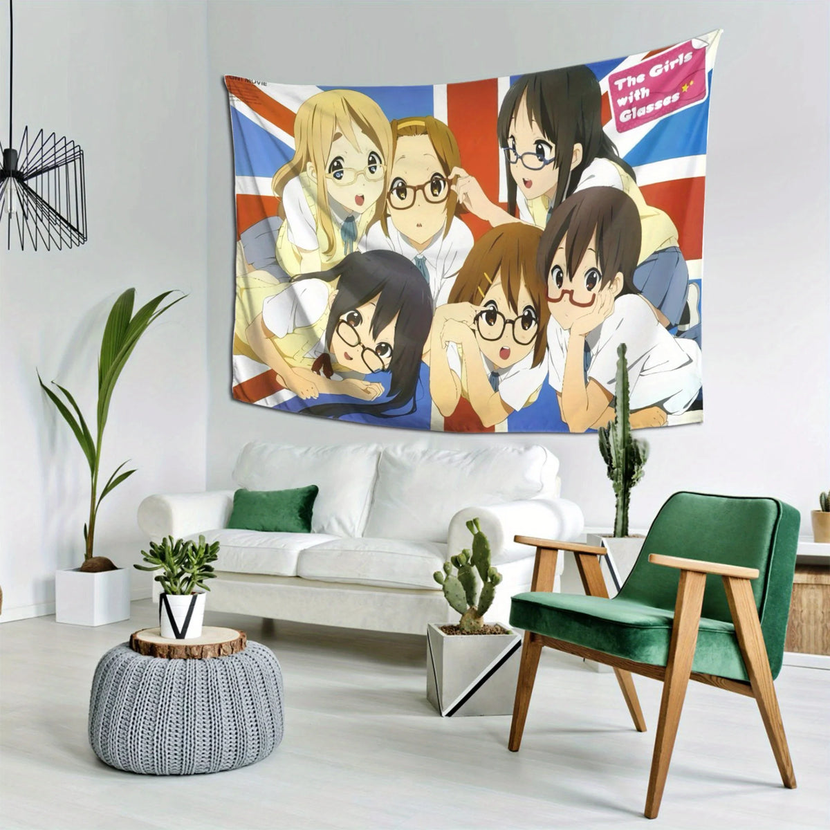 tapisserie murale anime personnages drapeau clips lavable couleur bleue blanche verte rouge jaune