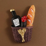 aimants décoratifs miniatures aliments baguette tomates lait oeufs vin ménage cuisine
