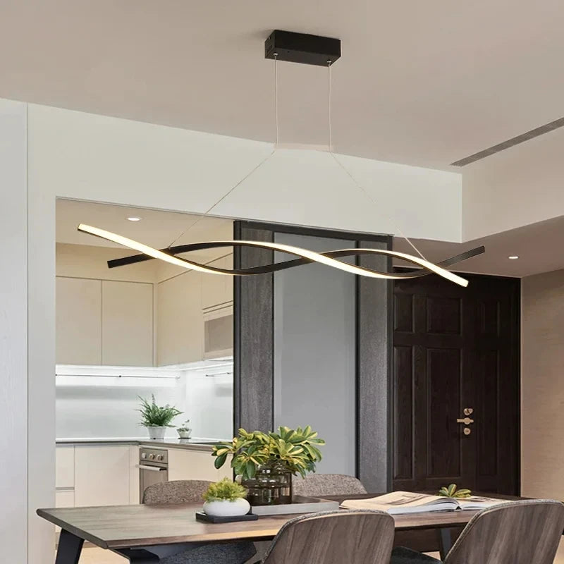 suspension lumineuse moderne pendentif led ondulé blanc doré gris réglable