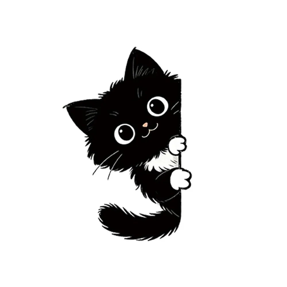 sticker mural chaton noir yeux lumineux cartoon adhésif pvc chambre noire décoration mur opaque