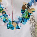 guirlande décorative eucalyptus feuilles fleurs blanches extérieur anniversaire bohème 2m coloré