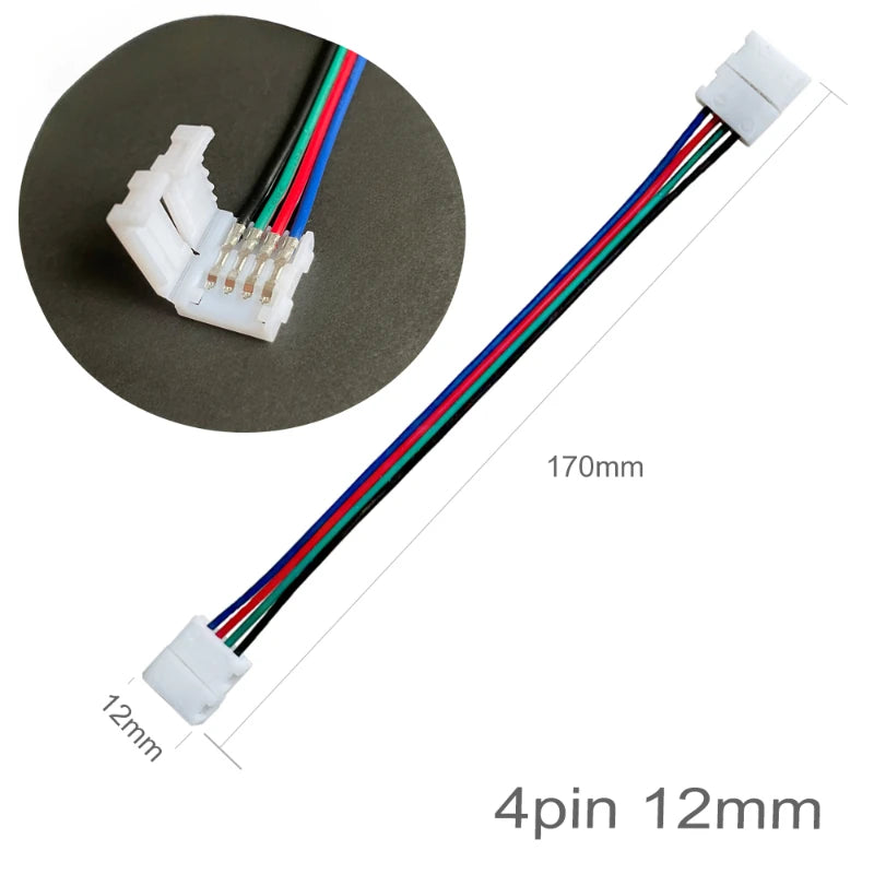 connecteur double tête bande led 2pin 3pin 4pin 5pin 6pin 15cm blanc rouge noir