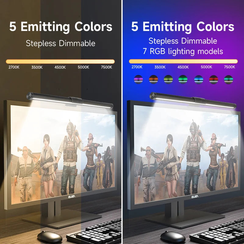 lampe écran incurvé rgb backlight clip moderne noir usb alimentation