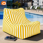 coussin d'assise jardin rayures beige blanc moderne piscine extérieur housse fauteuil plage grande