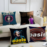 taie d'oreiller carrée 40x40cm polyester imprimé oasis knebworth 1996 rock pop disco vinyl spiral