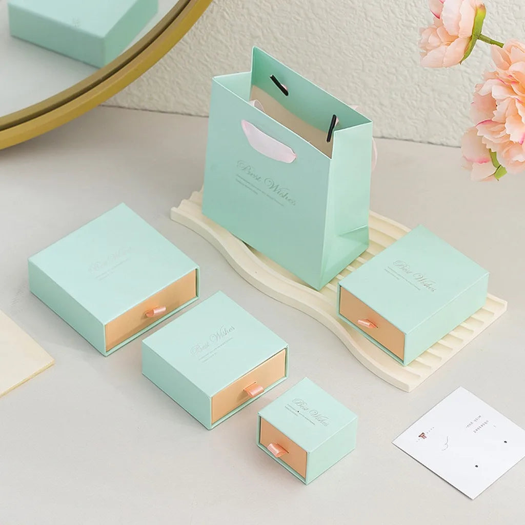 boîtes bijoux élégantes carton vert pastel moderne cadeaux fêtes mariage