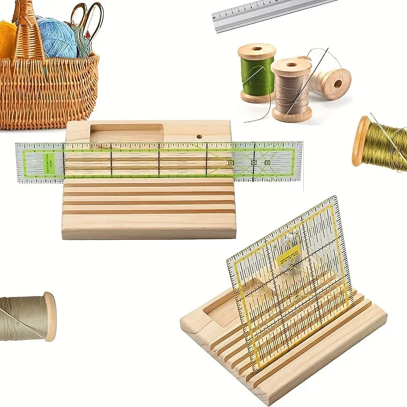 support couture bois rack outils bobines aiguilles règle artisanale multifonctionnelle pratique