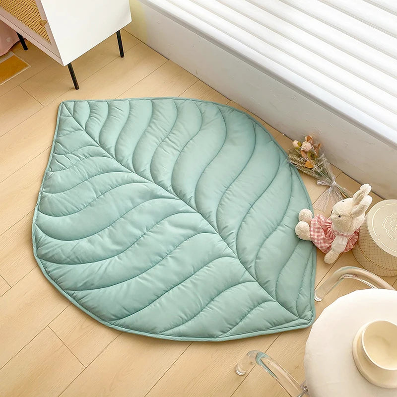 tapis enfant feuille verte rose doux moderne plissé oiseau peluche extérieur pique nique plage