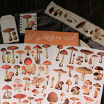 autocollants champignons vintage rouges beiges marrons scrapbooking craft diy stickers opaques