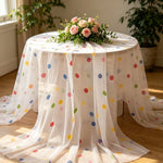 nappe tulle pois colorés transparente table festive mariage anniversaire fete thème carnavalesque