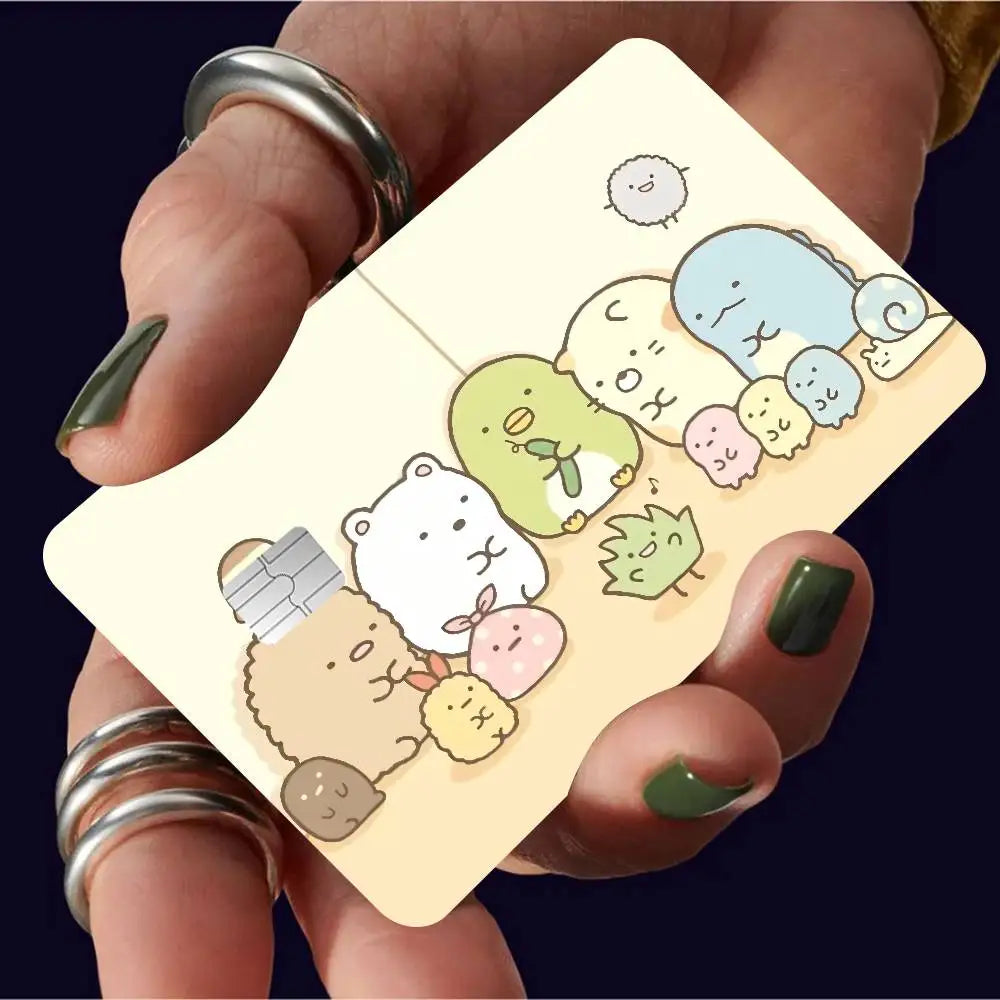 adhésifs décoratifs cartes bancaires dessin animé personnages mignons accessoires beige rose bleu vert marron