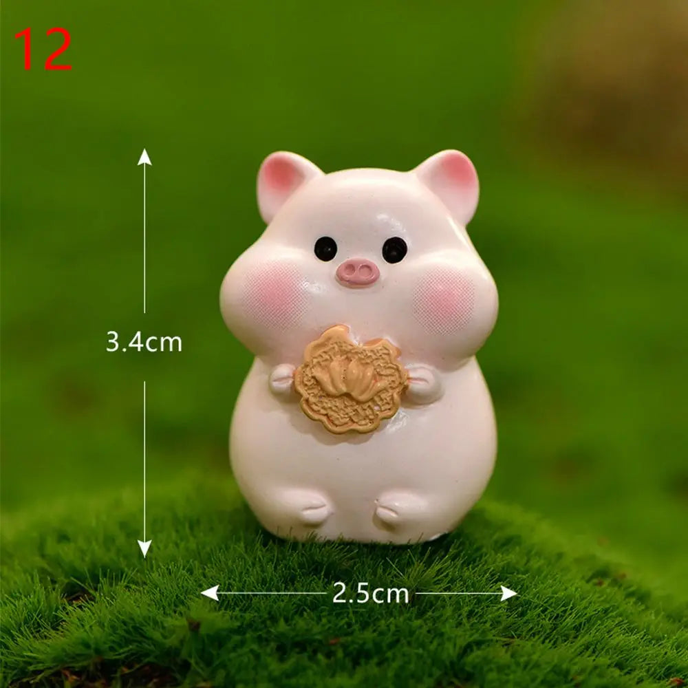figurines animaux résine polie cartoon mignon dessin animé blanc bleu rose jaune vert accessoire