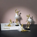 figurine danseuse résine argent doré blanc plume robe mariage anniversaire noël valentin