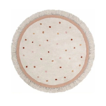 tapis moderne doux rose pâle points différents tailles couleurs bordure frisée salon chambre bébéextérieur